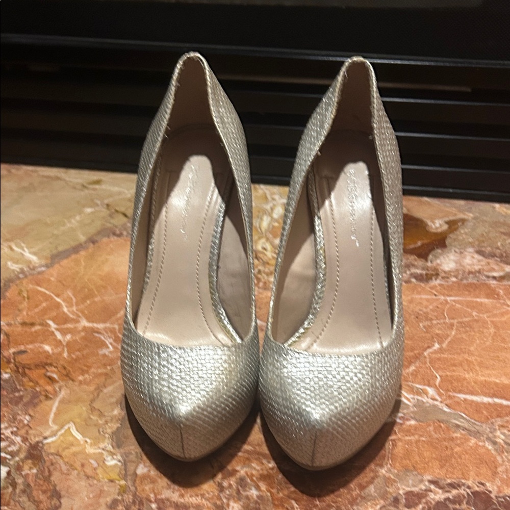 BCBGeneration Textured Silver Heels